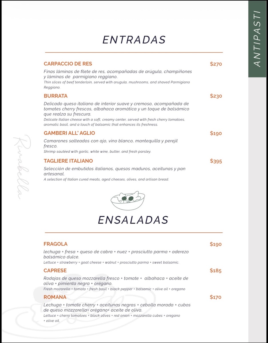 Pizzeria Rivabella Menu