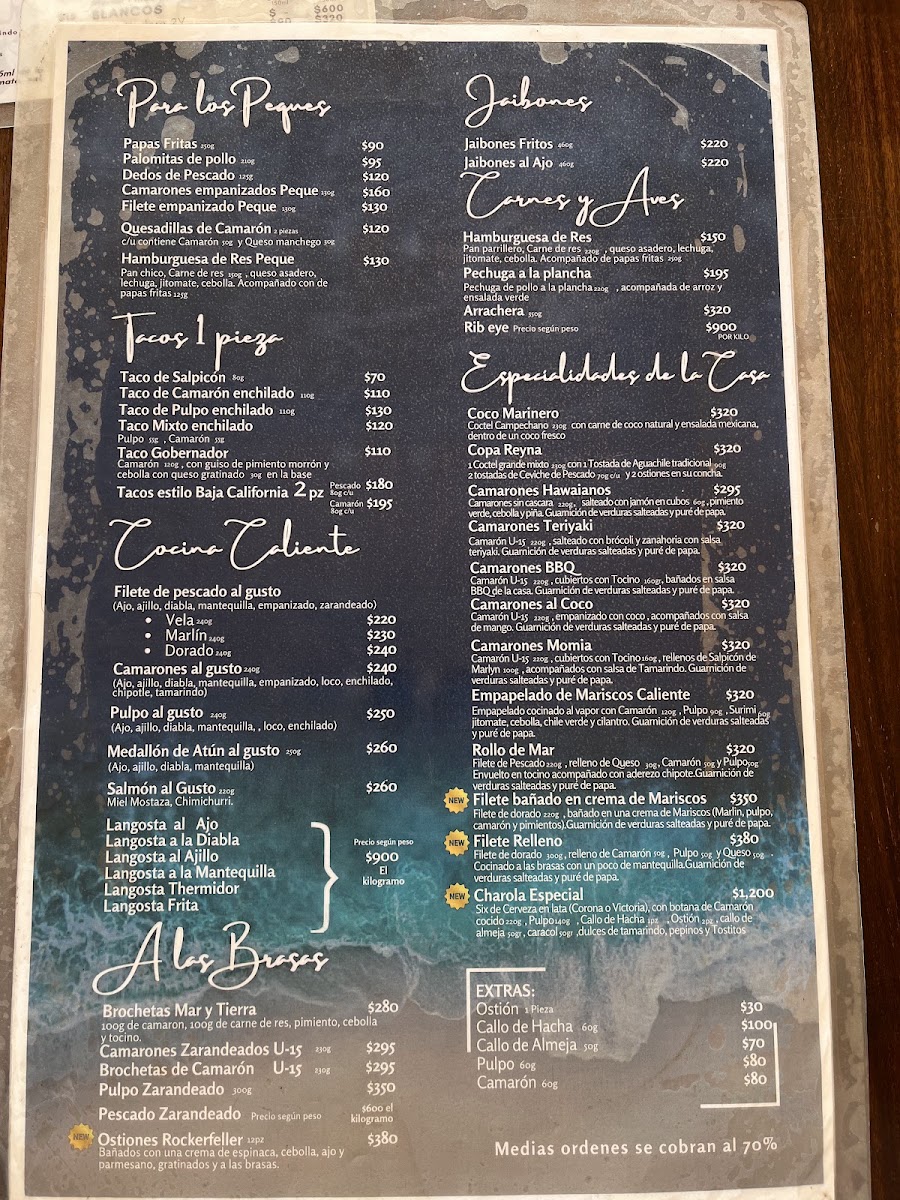 Playa Azul Mariscos Menu
