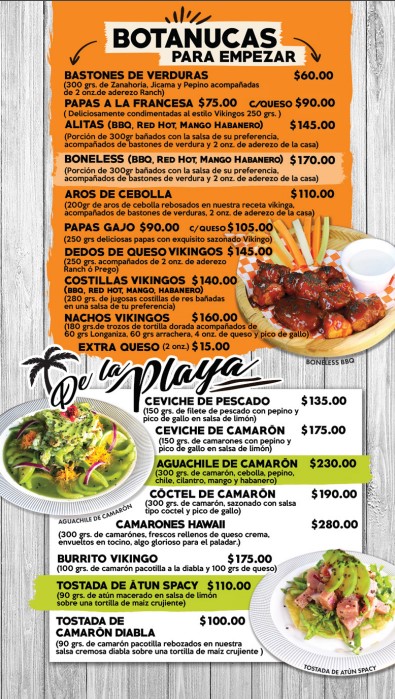 Playa Vikingo Menu