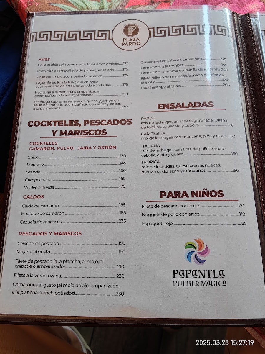 Plaza Pardo Menu