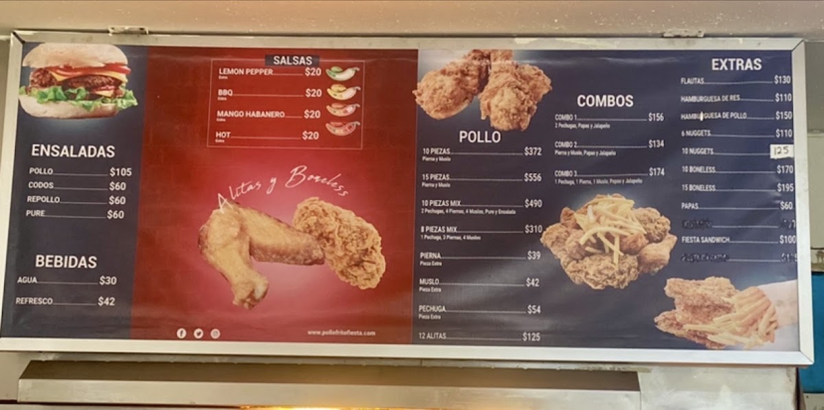 Pollo Fiesta Fried Chicken Menu