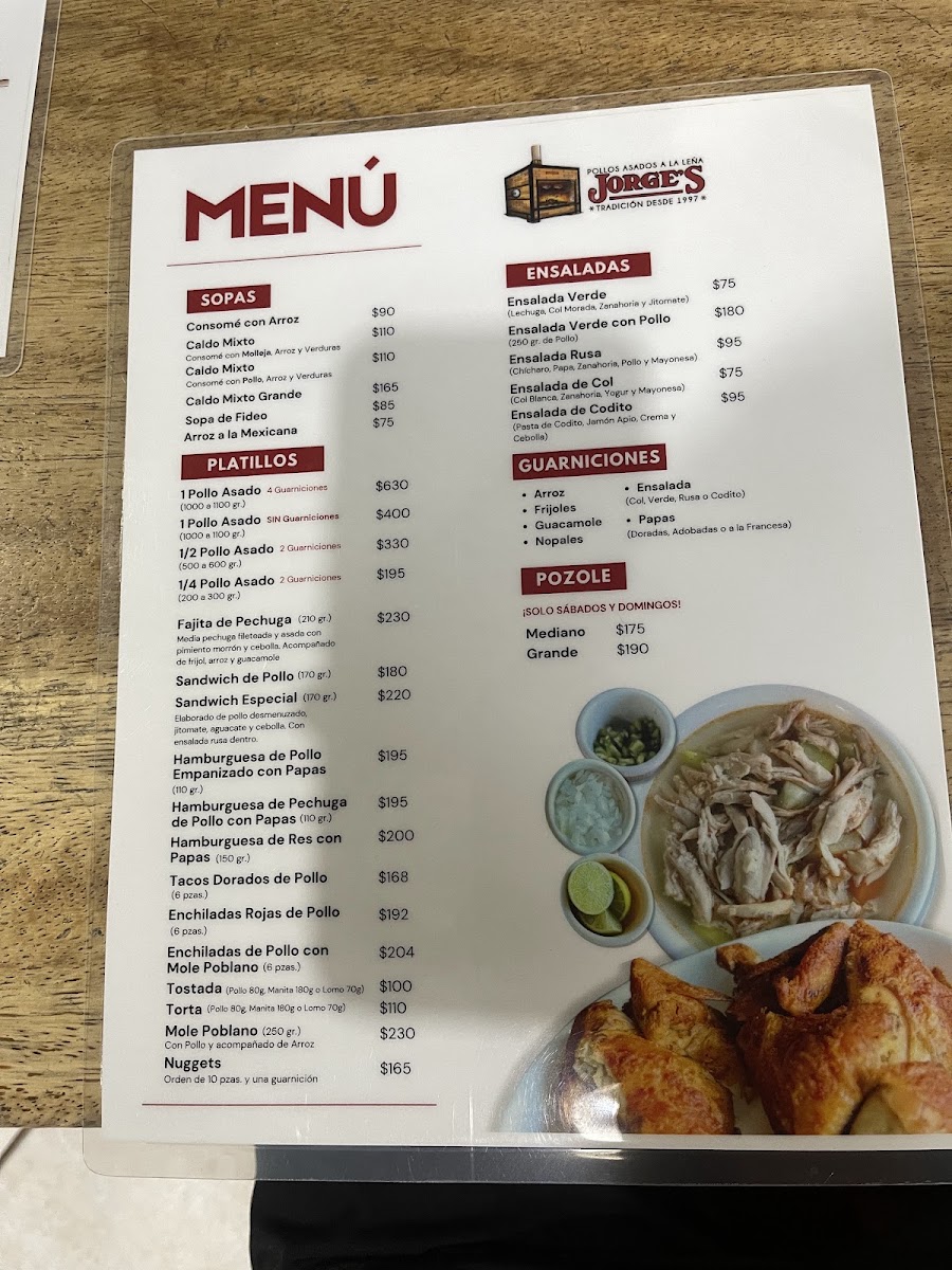 Pollos Jorge's Menu