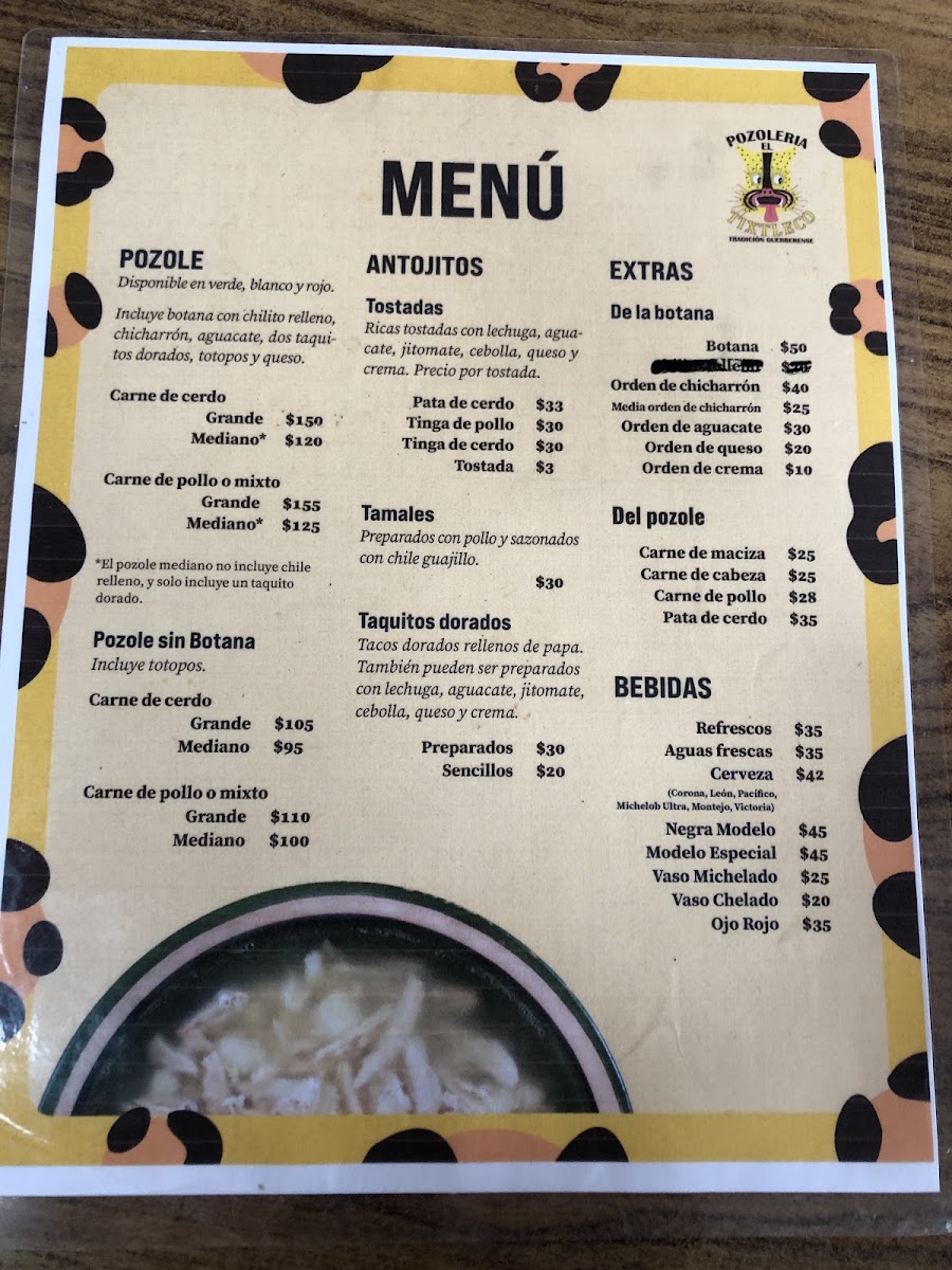 Pozoleria El Tixtleco Menu
