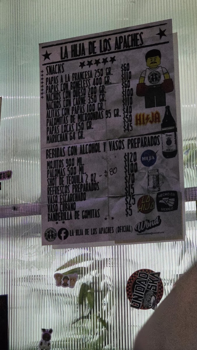 Pulqueria La Hija De Los Apaches Menu