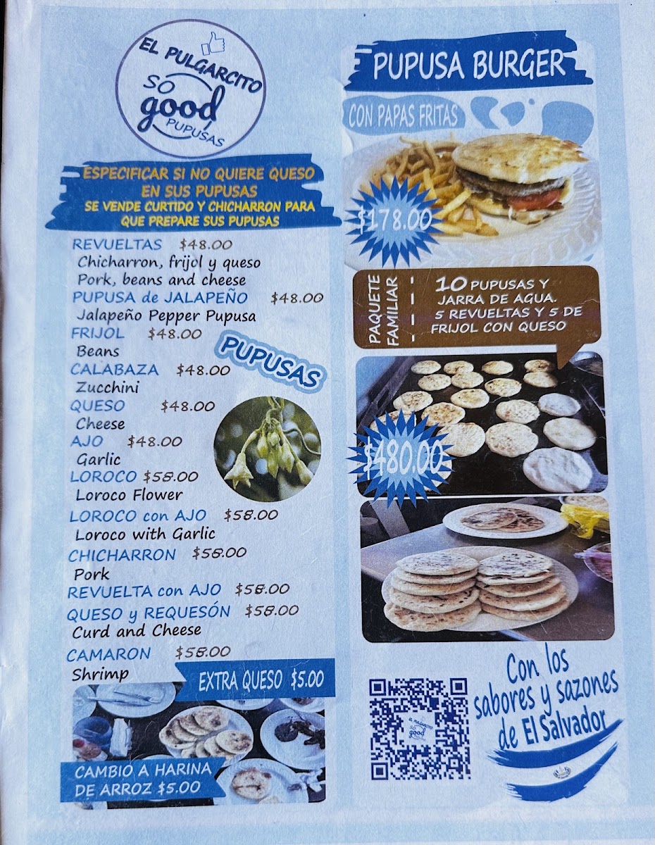 Pupuseria El Pulgarcito En Rosarito Menu