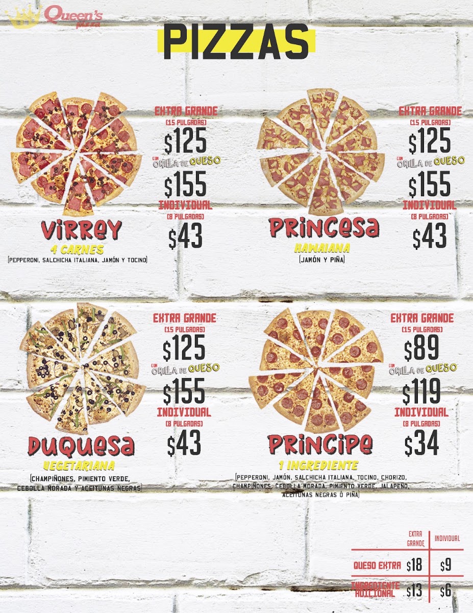 Queen's Pizza Los Morales Menu