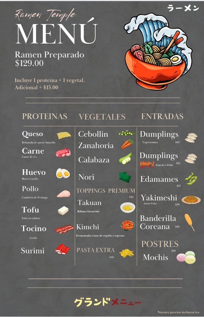 Ramen Temple Menu
