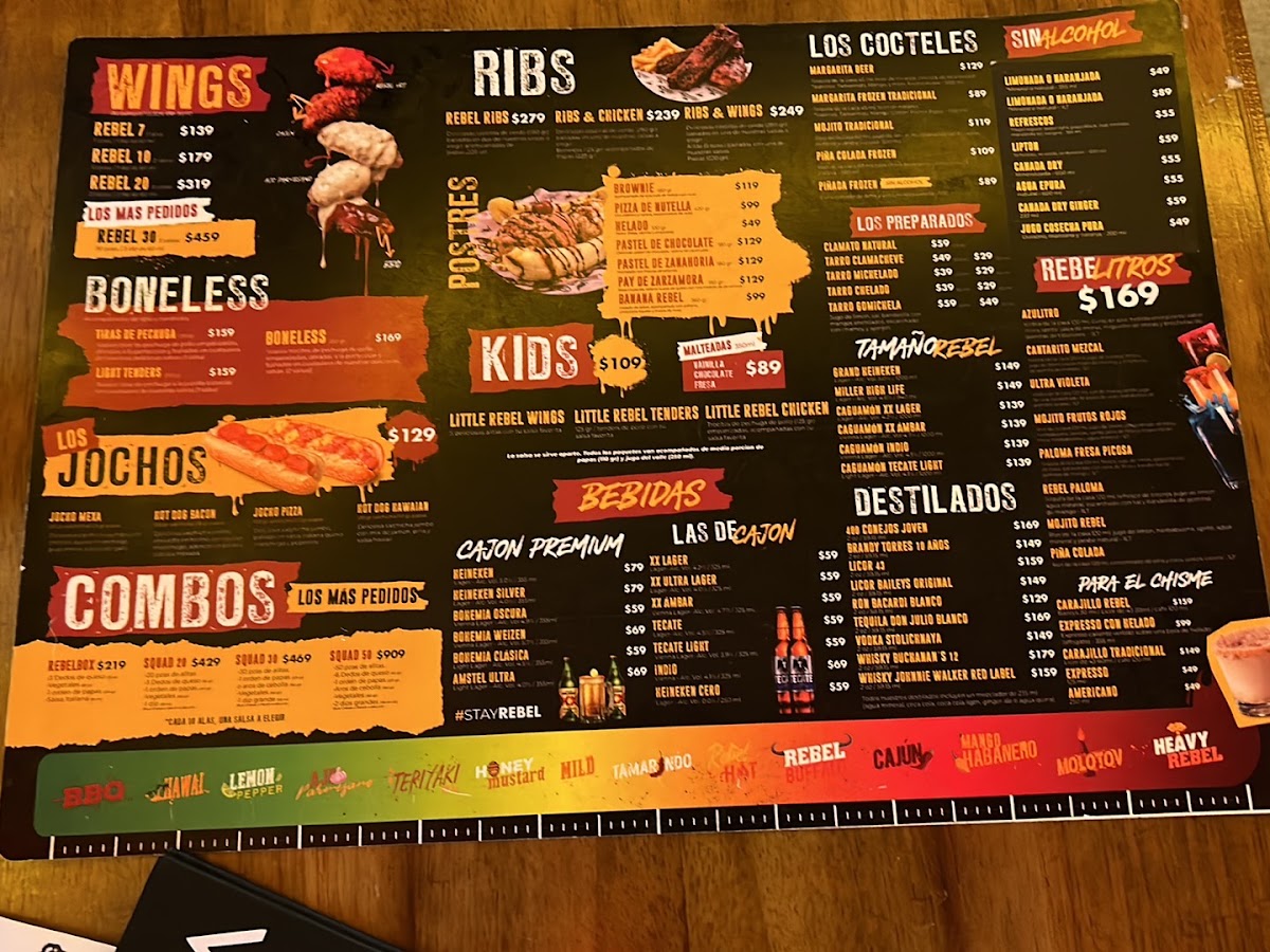 Rebel Wings Menu