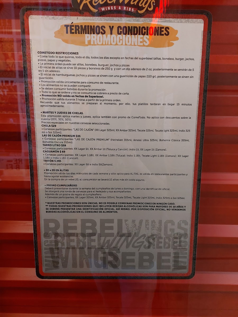 Rebel Wings Menu Photo 2