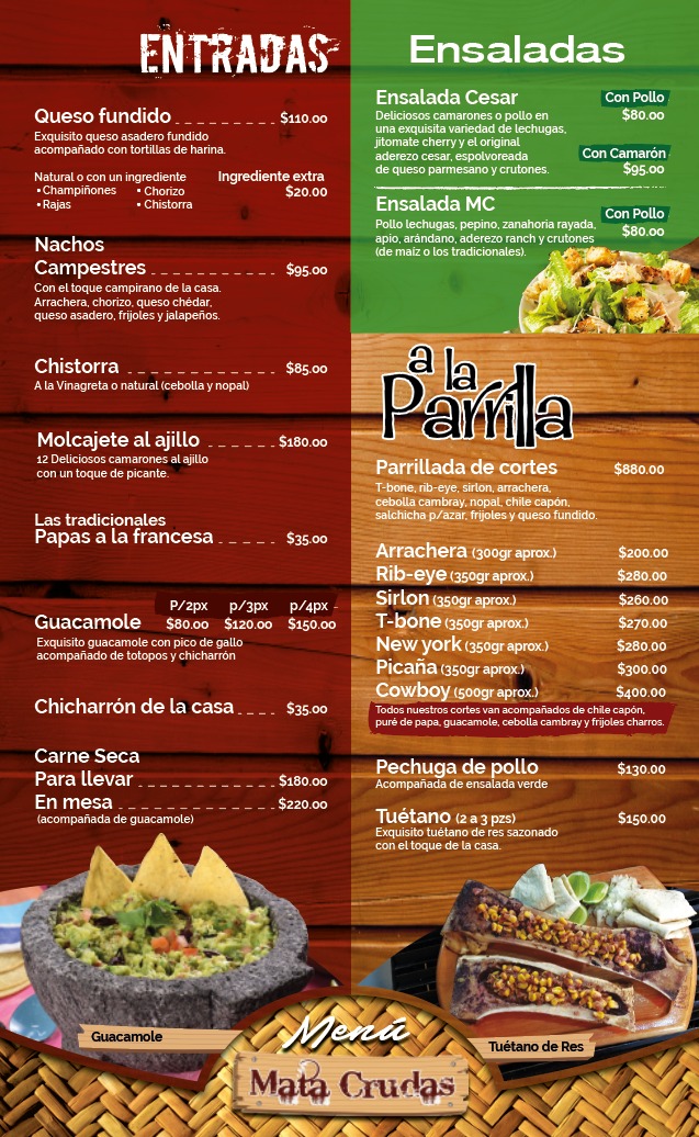 Restaurant Campreste Mata Crudas Menu
