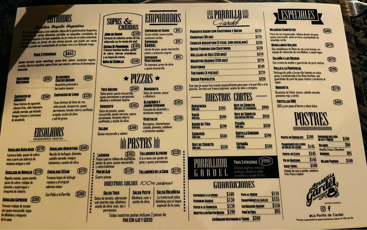 Restaurant La Parrilla De Gardel Menu
