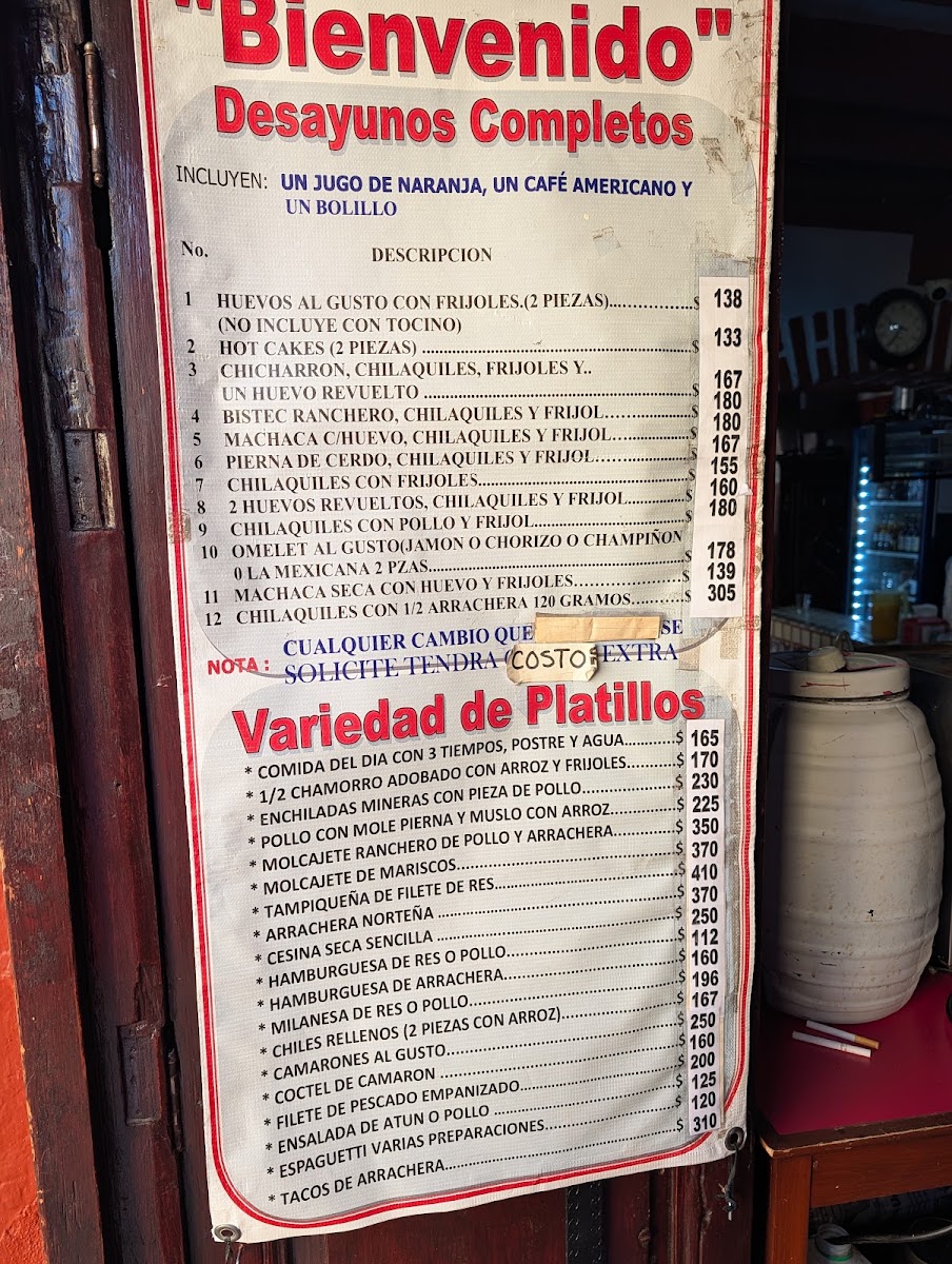 Restaurante Bar El Tapatio Menu