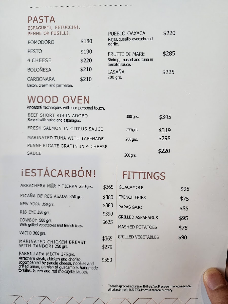 Restaurante bar Sky 3601 Menu