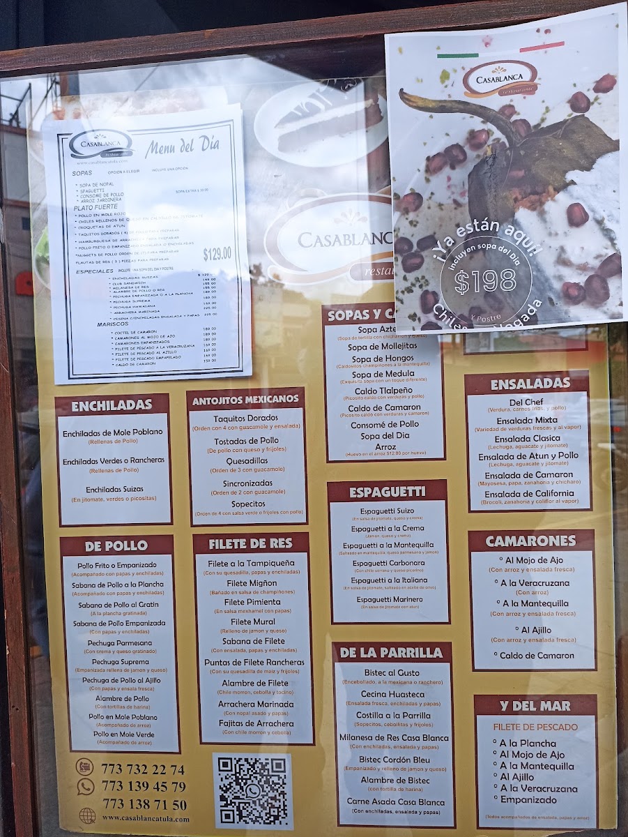 Restaurante Casa Blanca Menu