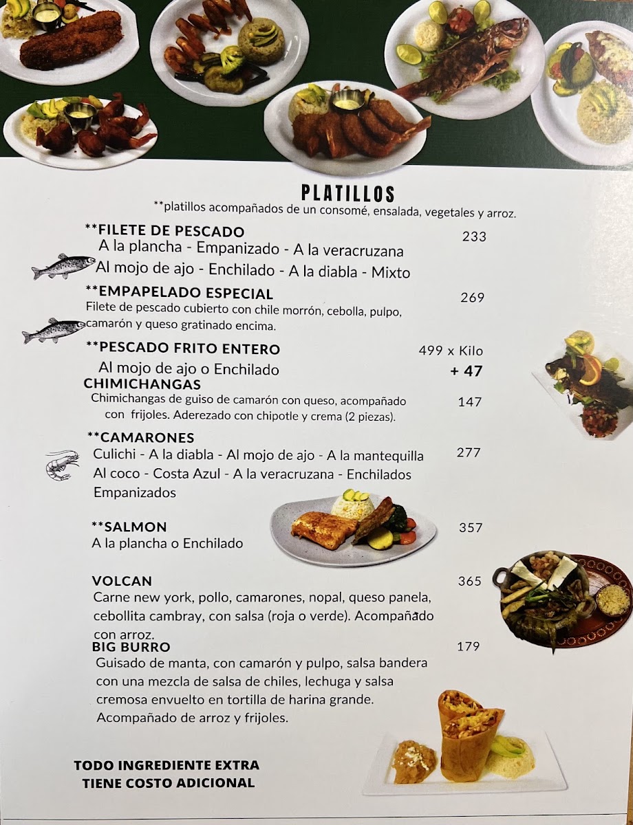Restaurante De Mariscos Las Palmas Menu