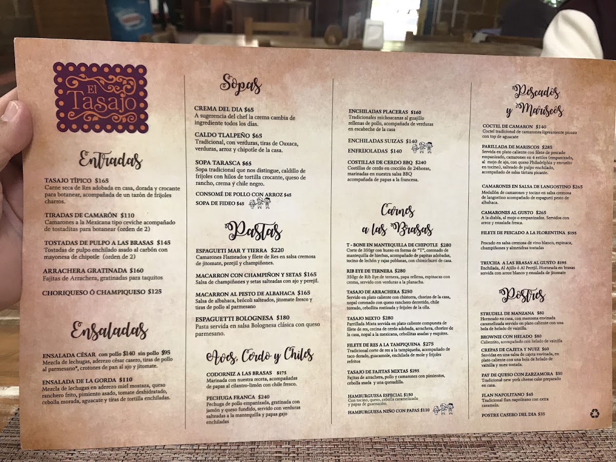 Restaurante El Tasajo Menu
