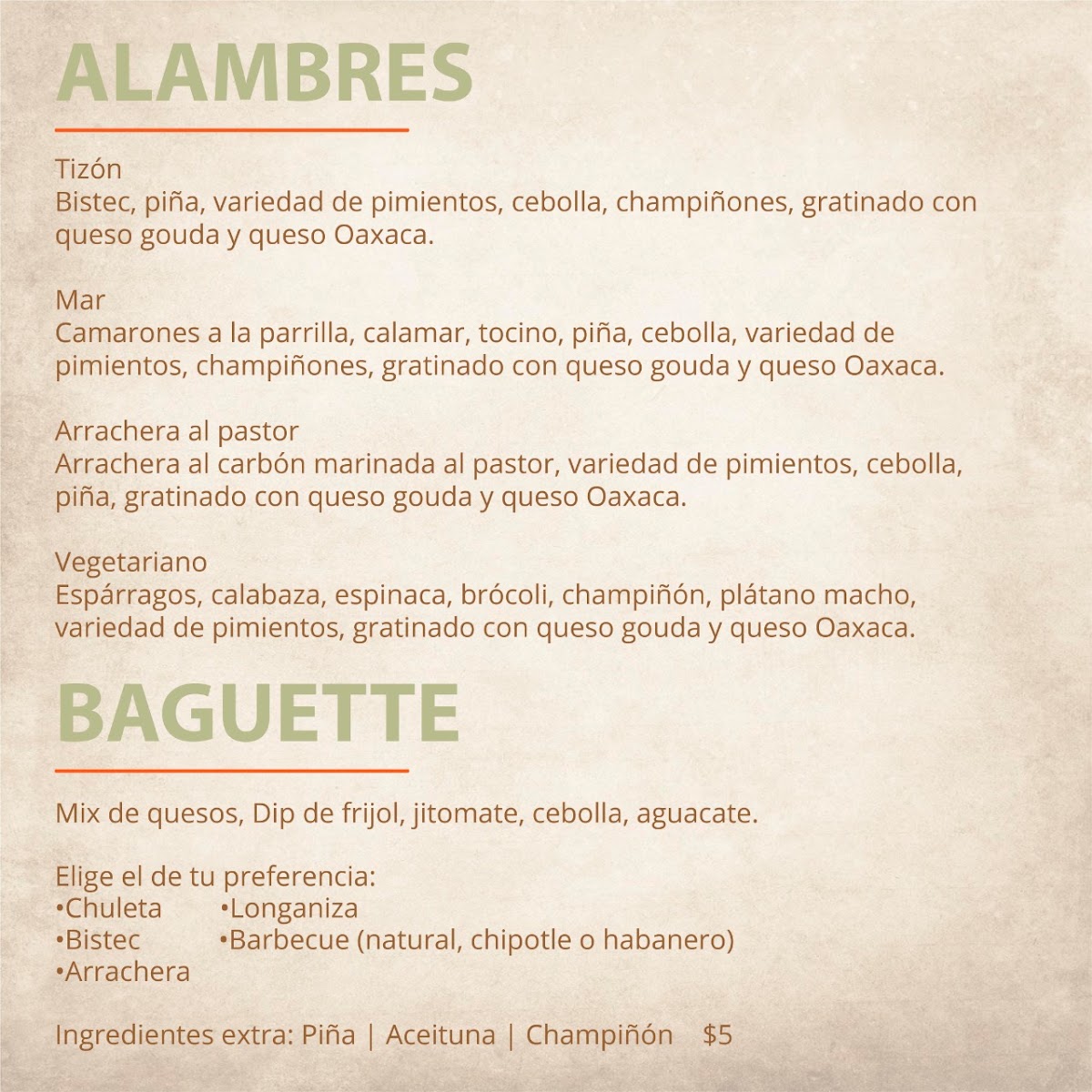 Restaurante El Tizon Menu