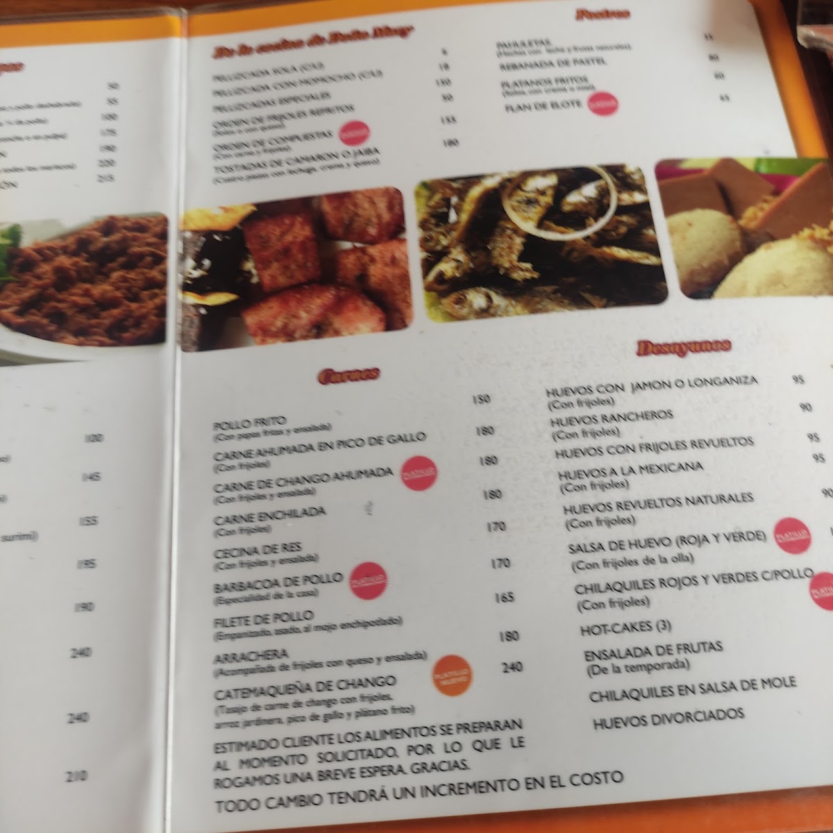 Restaurante La Ola Menu
