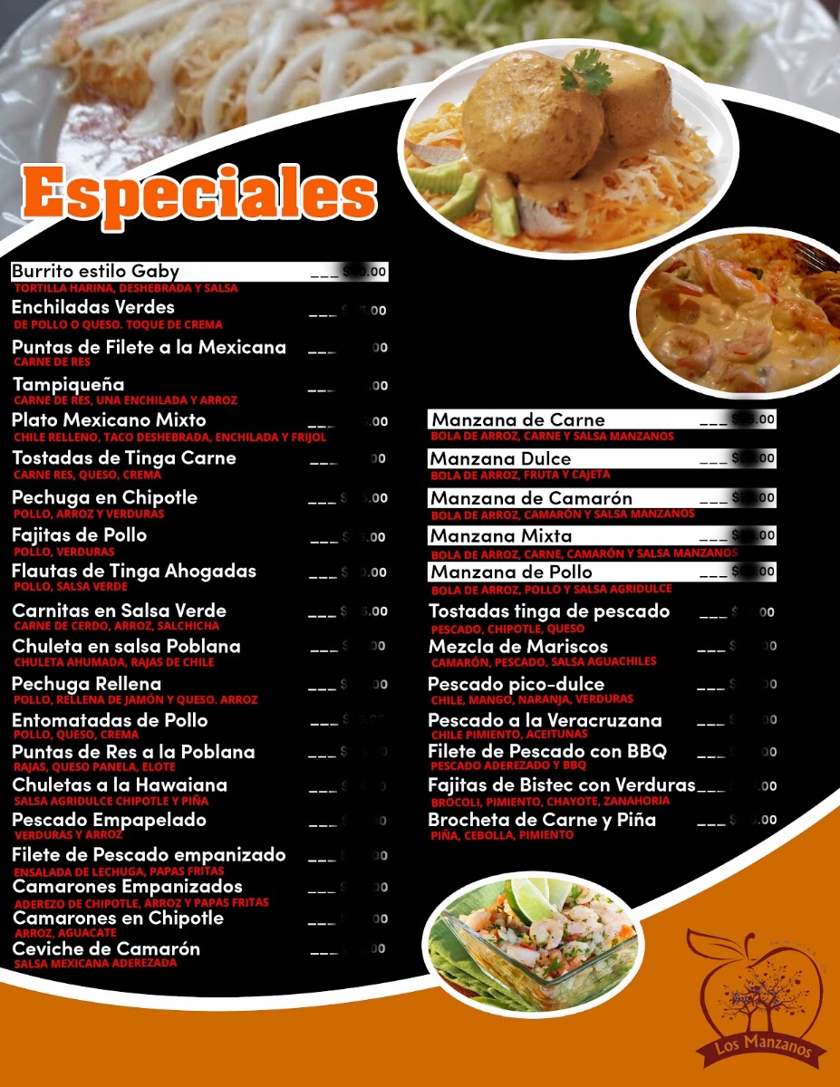 Restaurante Los Manzanos Menu