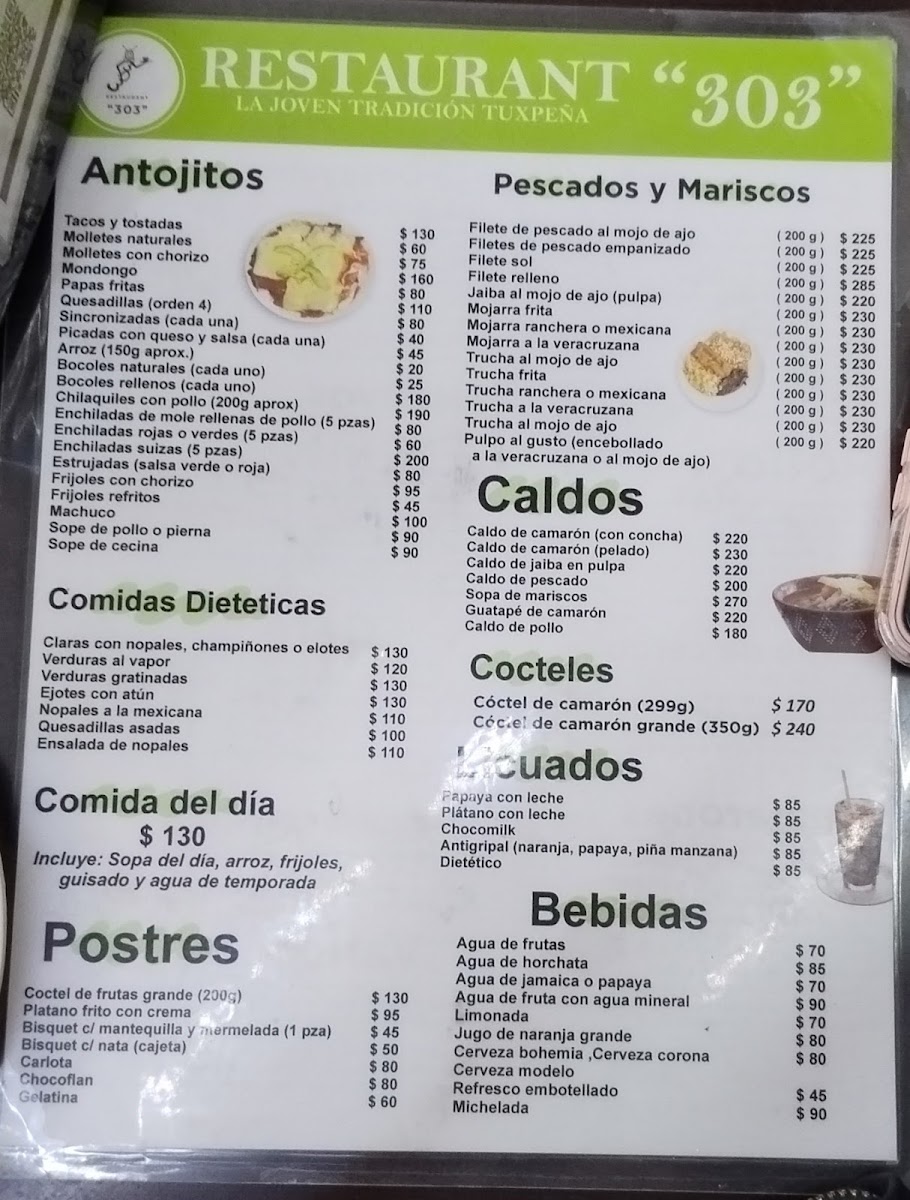 Restaurante Nuevo 303 Menu