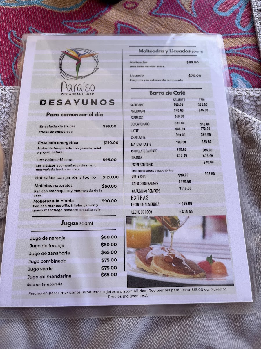 Restaurante Paraiso Menu Photo 2