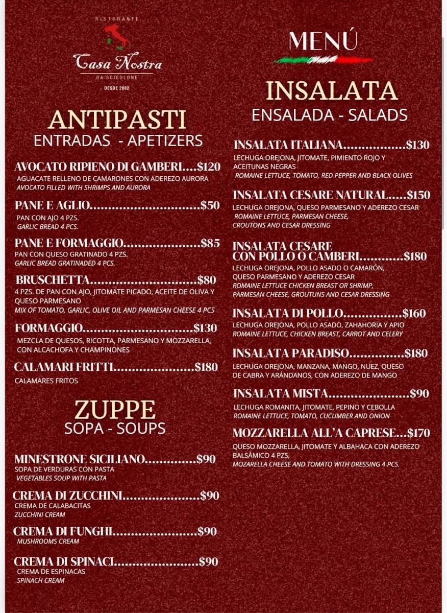 Ristorante Casa Nostra Menu Photo 5