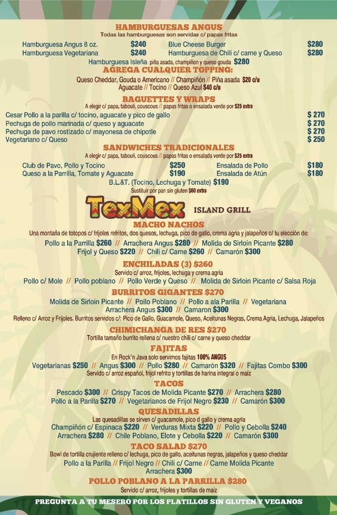Rock 'n Java Cozumel Caribbean Bar & Grill Menu Photo 2