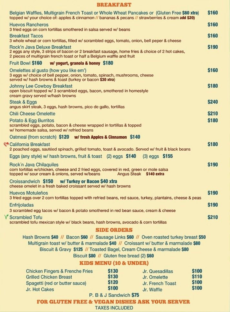 Rock 'n Java Cozumel Caribbean Bar & Grill Menu Photo 4