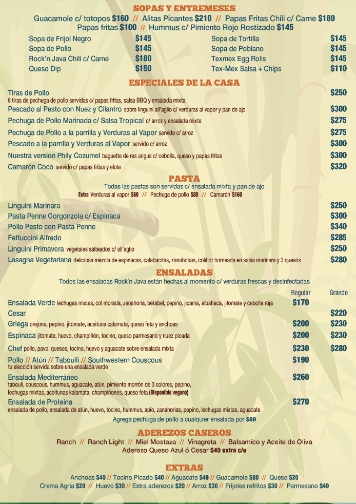 Rock 'n Java Cozumel Caribbean Bar & Grill Menu Photo 6