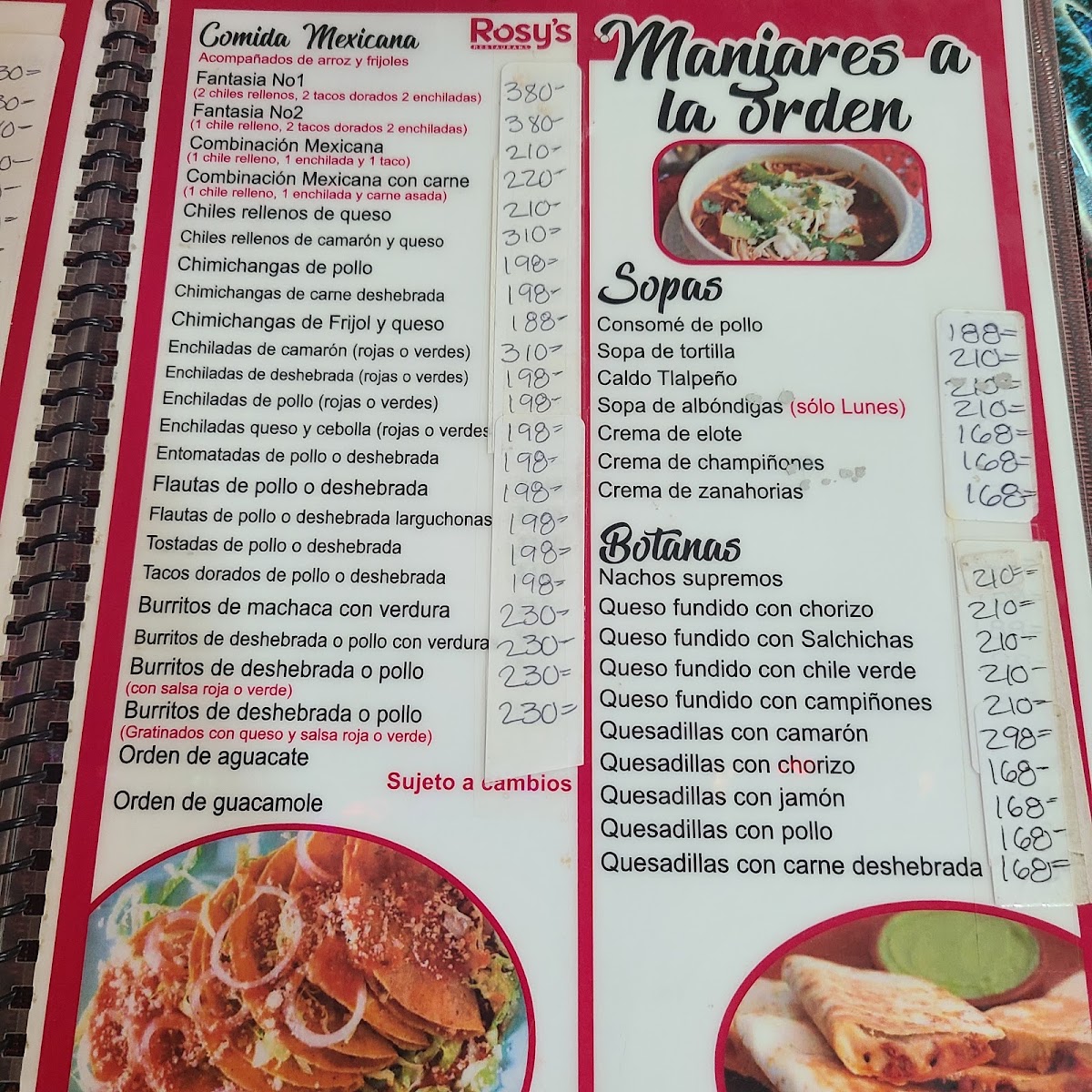 Rosy's Restaurant Menu Photo 2