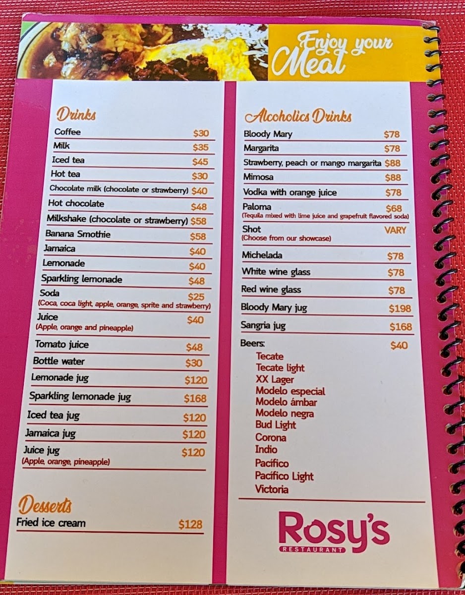 Rosy's Restaurant Menu Photo 4
