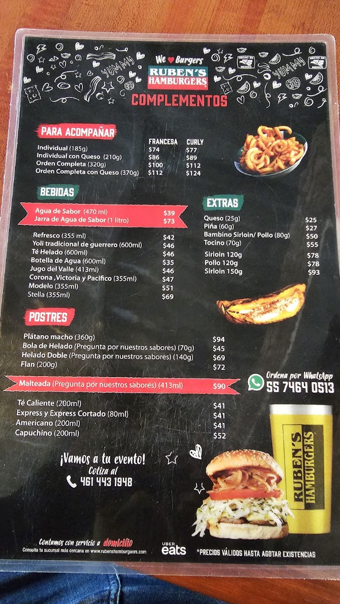 Ruben's Hamburgers Teopanzolco Cuernavaca Menu Photo 3
