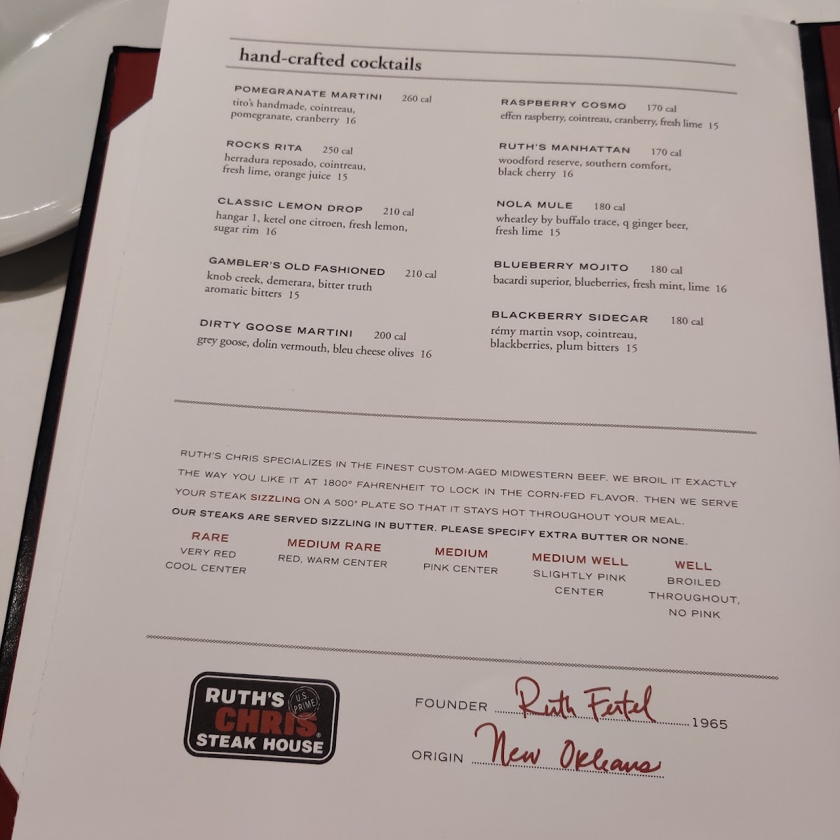 Ruth's Chris Steak House Menu Photo 3