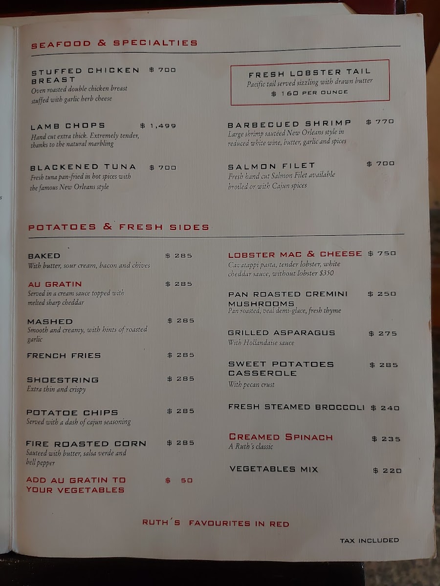 Ruth's Chris Steak House Menu Photo 6