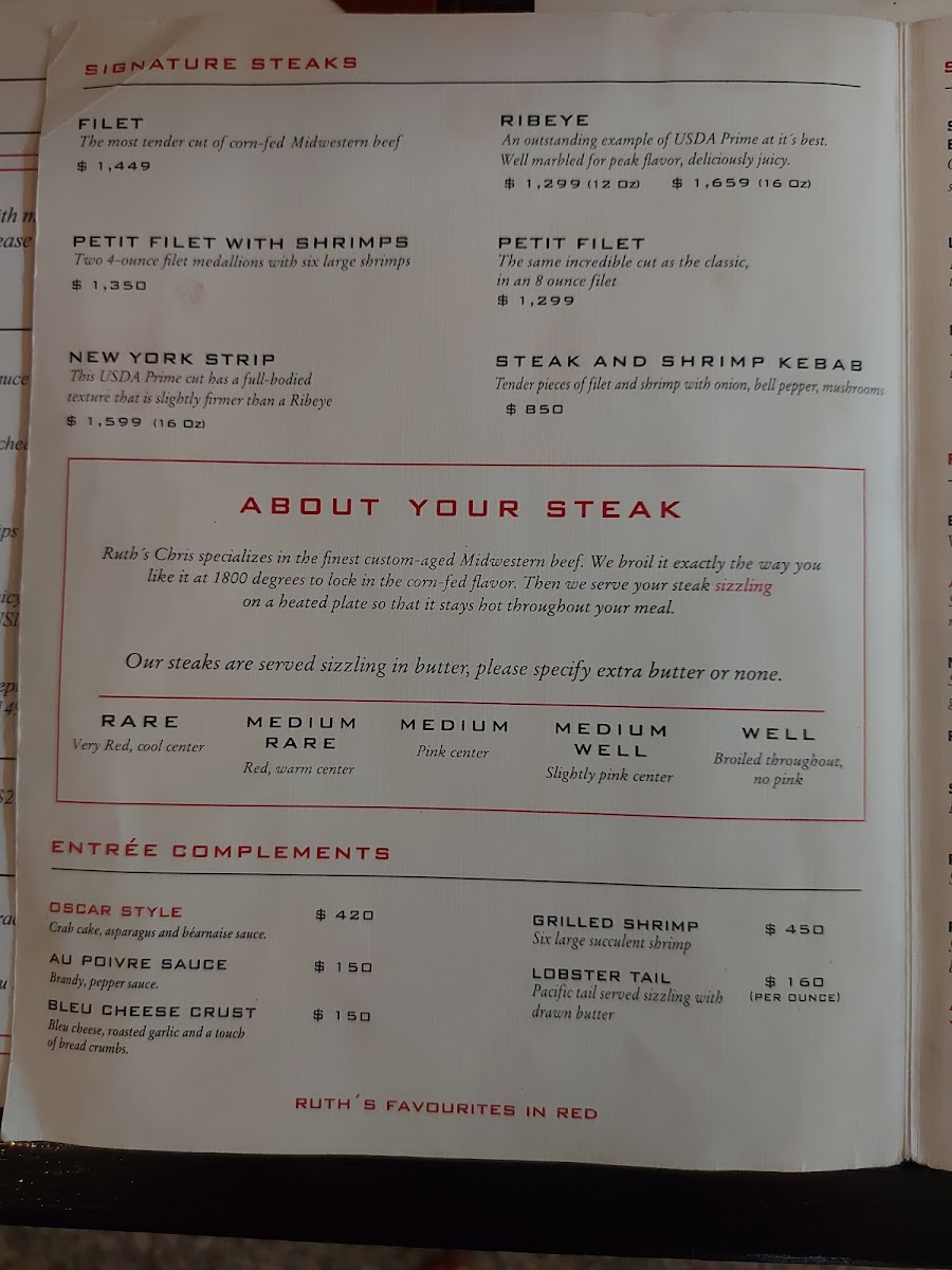 Ruth's Chris Steak House Menu Photo 9