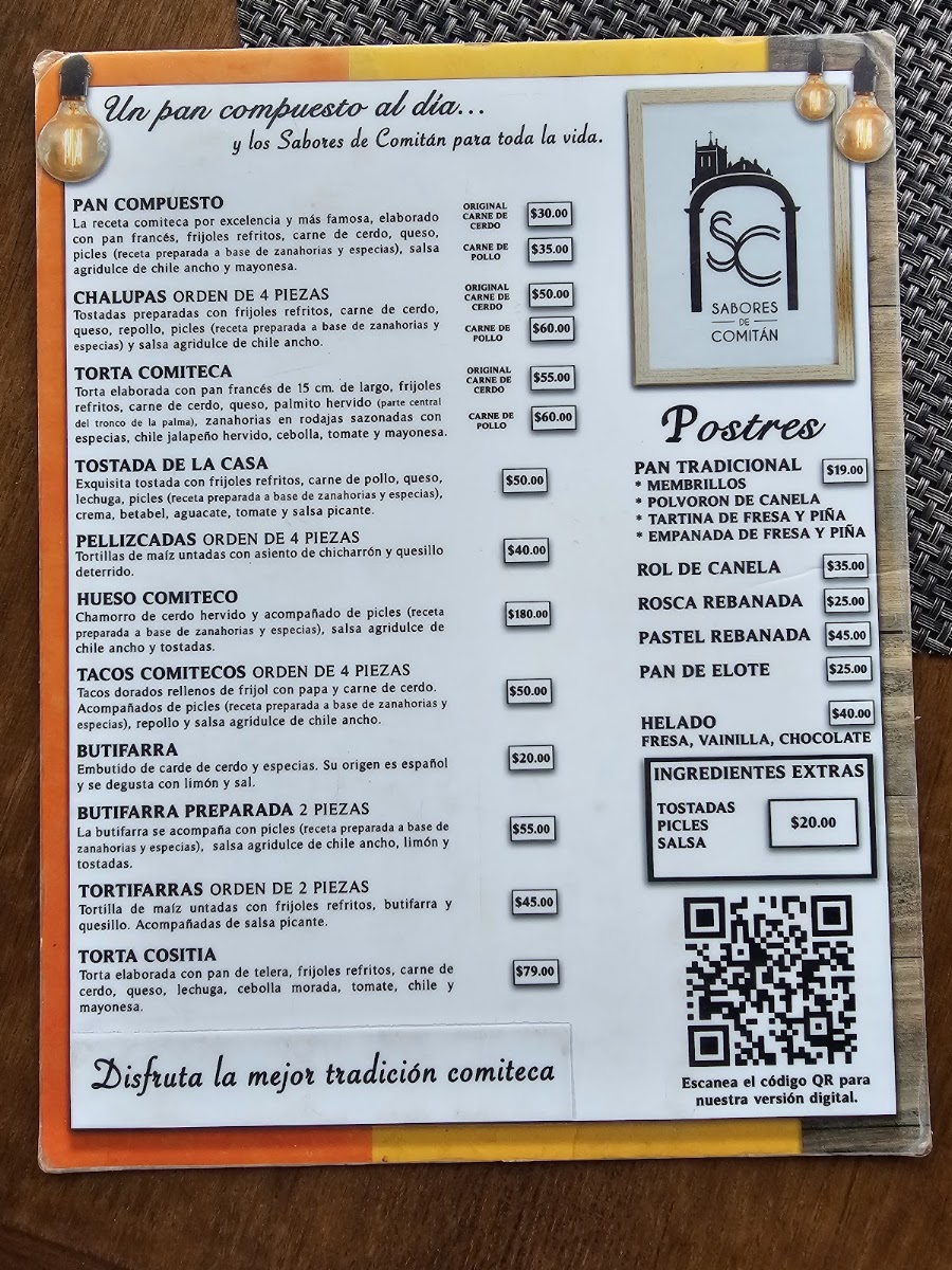 Sabores De Comitan Menu