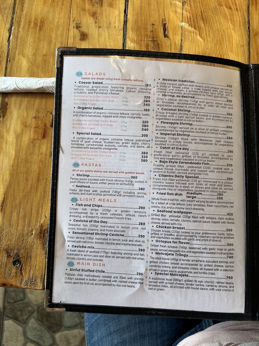 Santos Pecados Todos Santos Menu