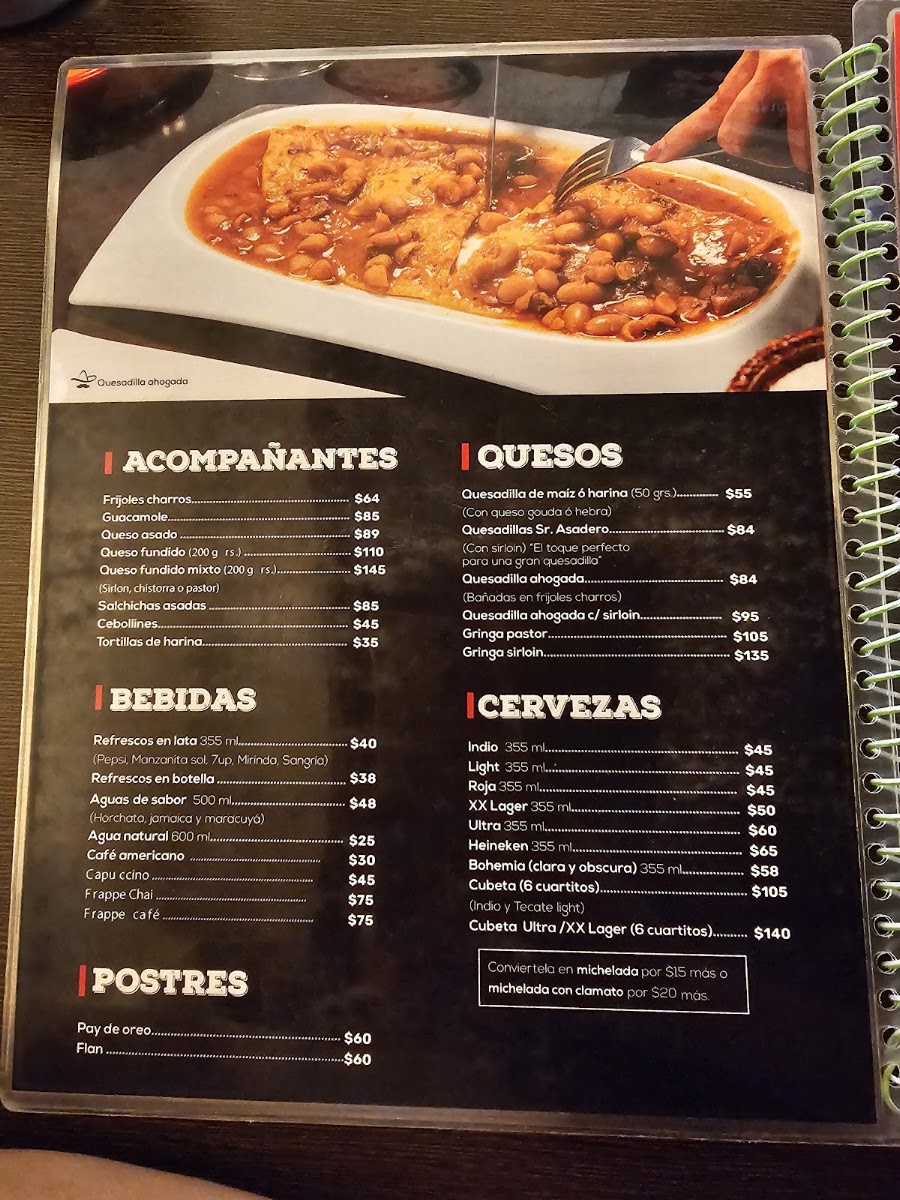 Señor Asadero Menu