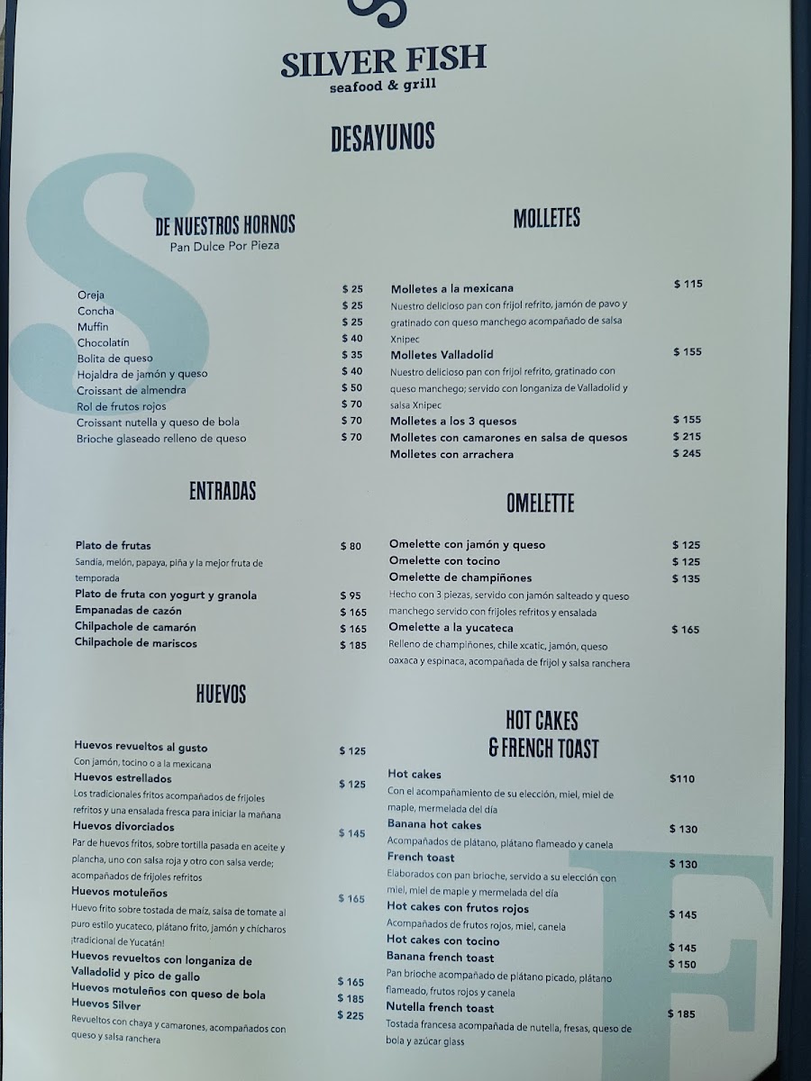 SILVER FISH seafood & grill Menu