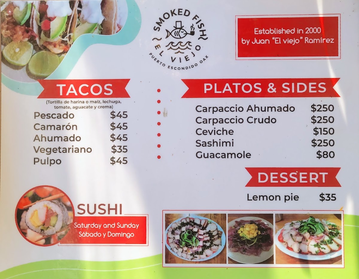 Smoked Fish Tacos El Viejo Menu