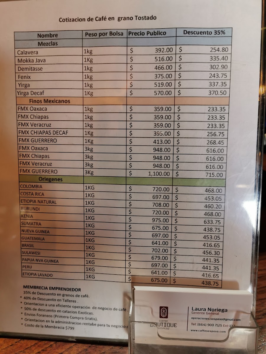 Sospeso Coffee & Roasting House Menu Photo 3