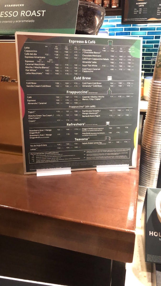 Starbucks Nogales Mall Menu