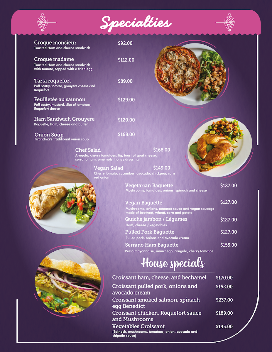 Sucre / Sale Cafe Menu
