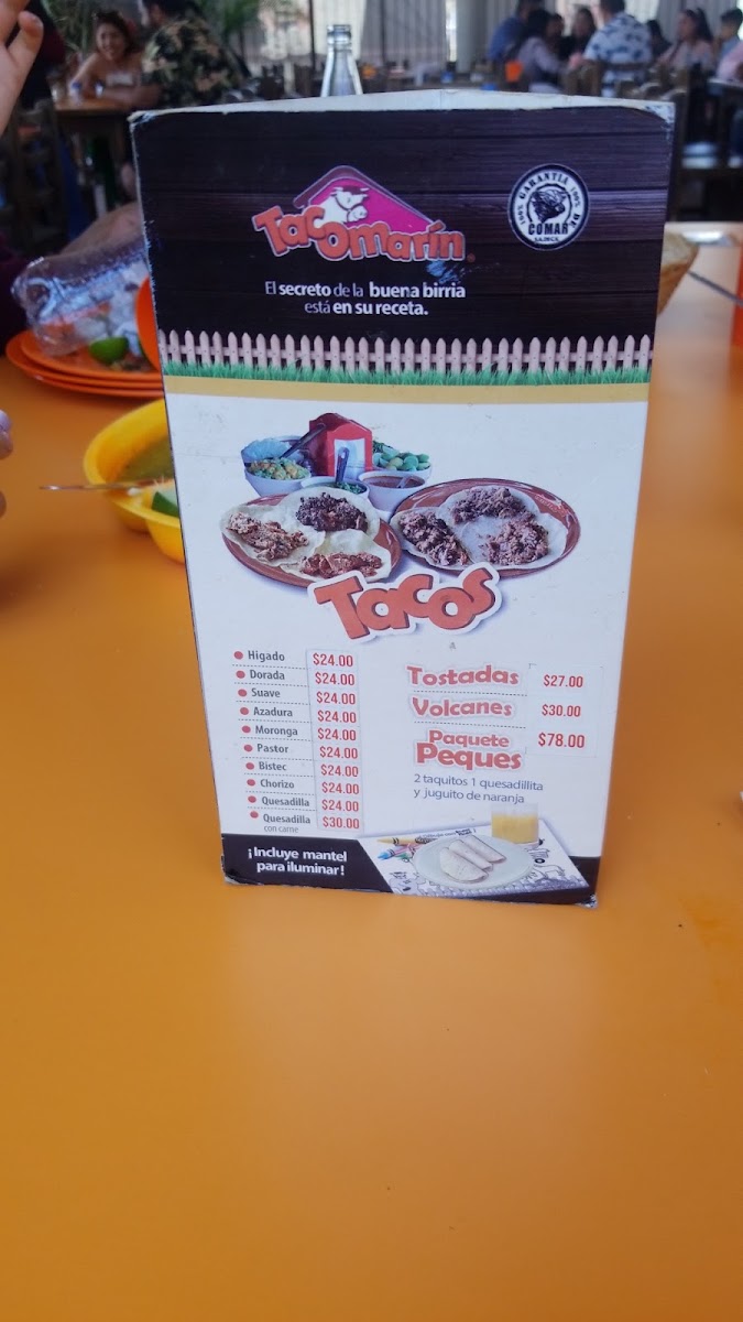 Tacomarin Sucursal 3 Menu