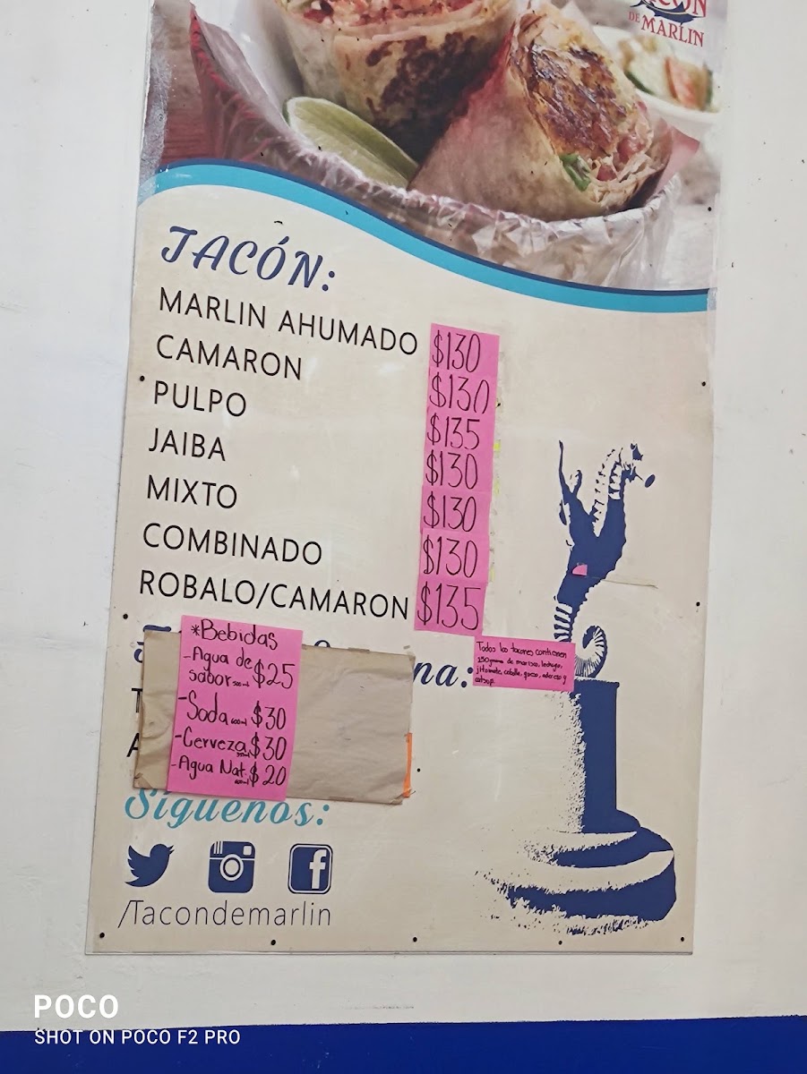 Tacon De Marlin Menu