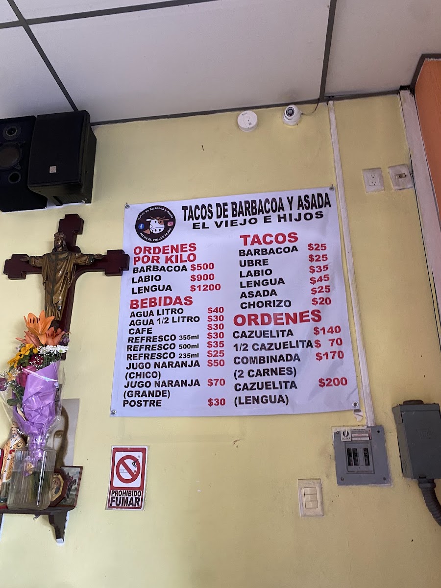 Tacos De Barbacoa El Viejito E Hijos Menu