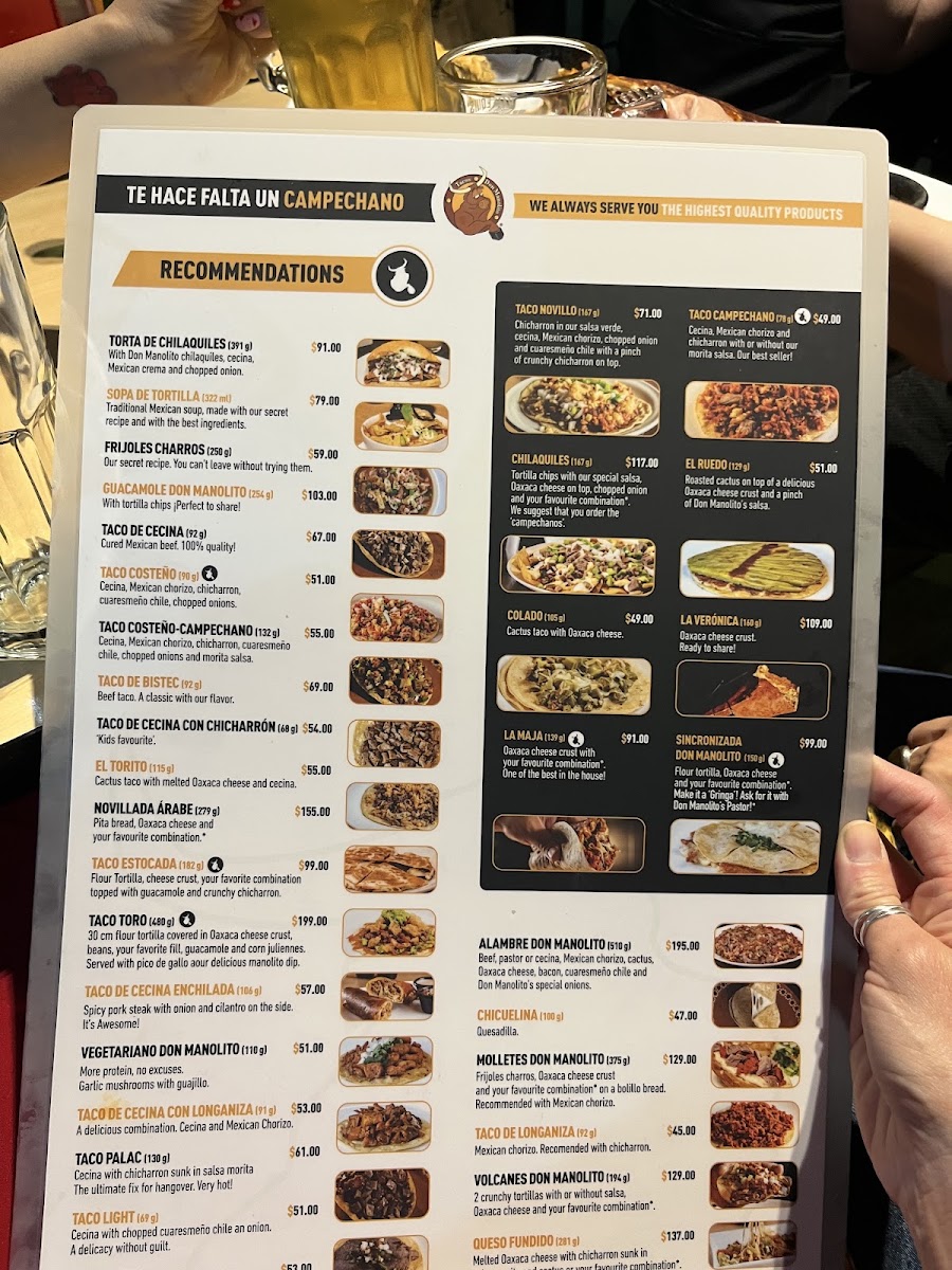 Tacos Don Manolito Menu