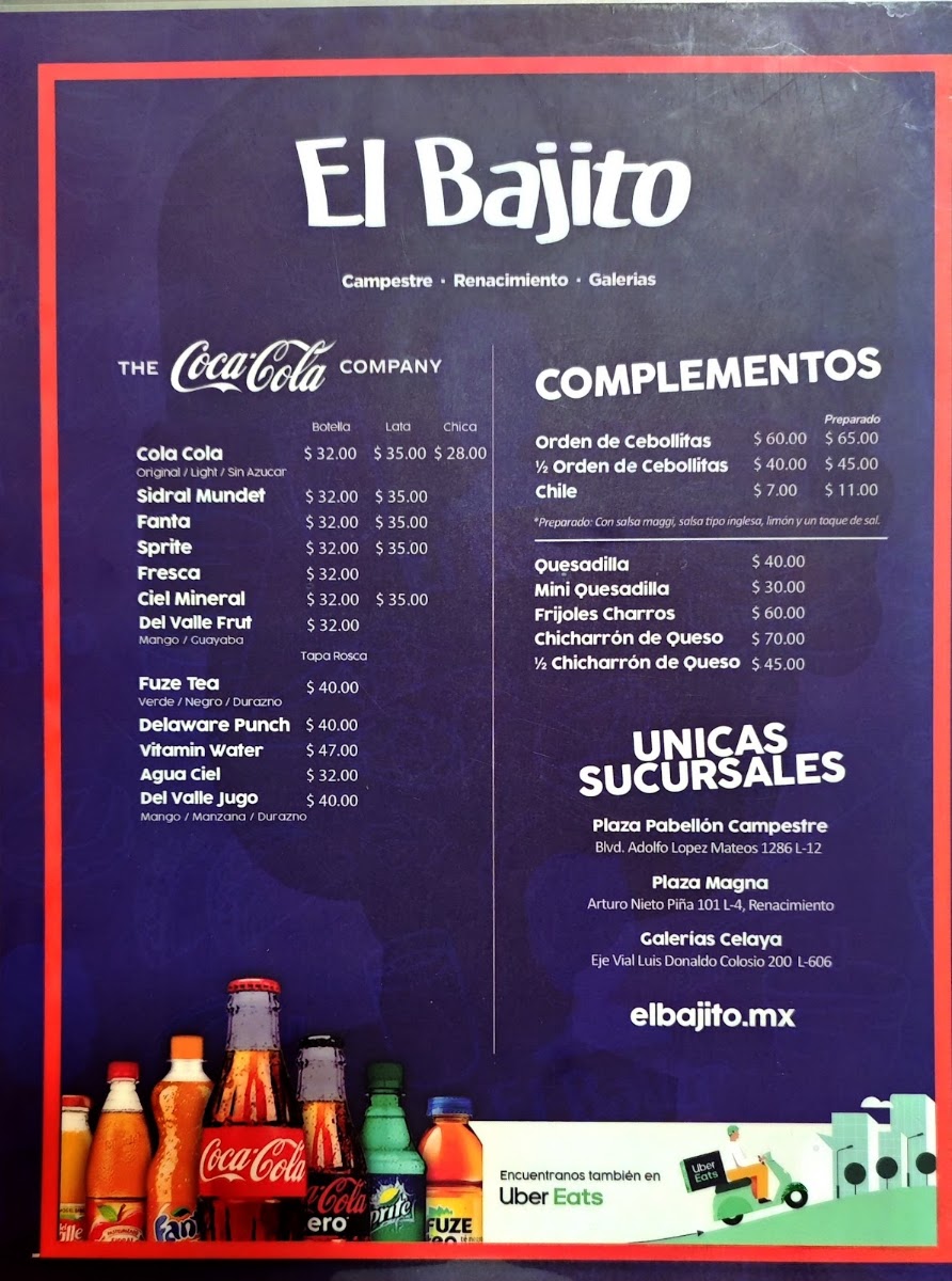 Tacos El Bajito Menu