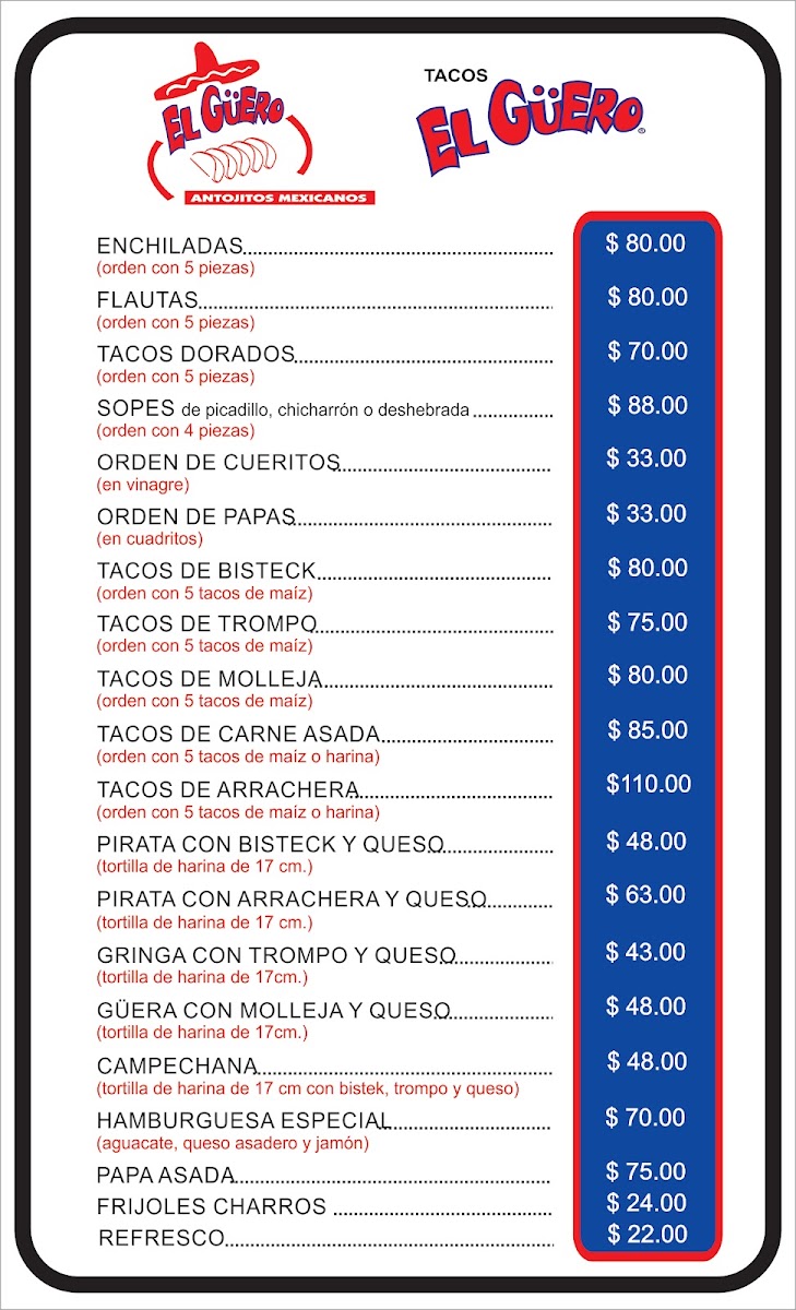 Tacos El Guero Contry Menu Photo 6