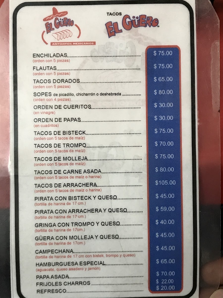 Tacos El Guero Contry Menu Photo 7